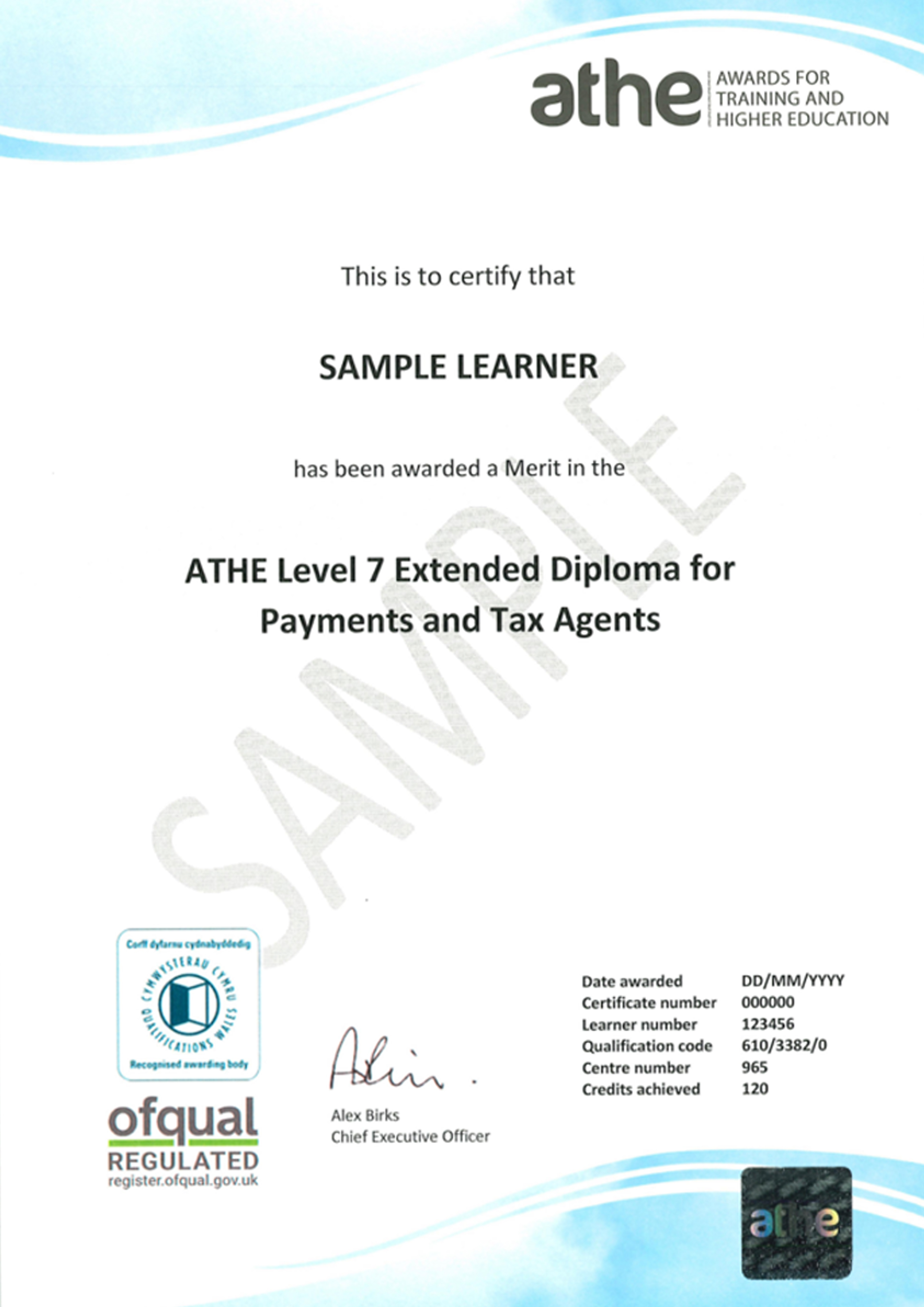 ATHE 7级文凭证书